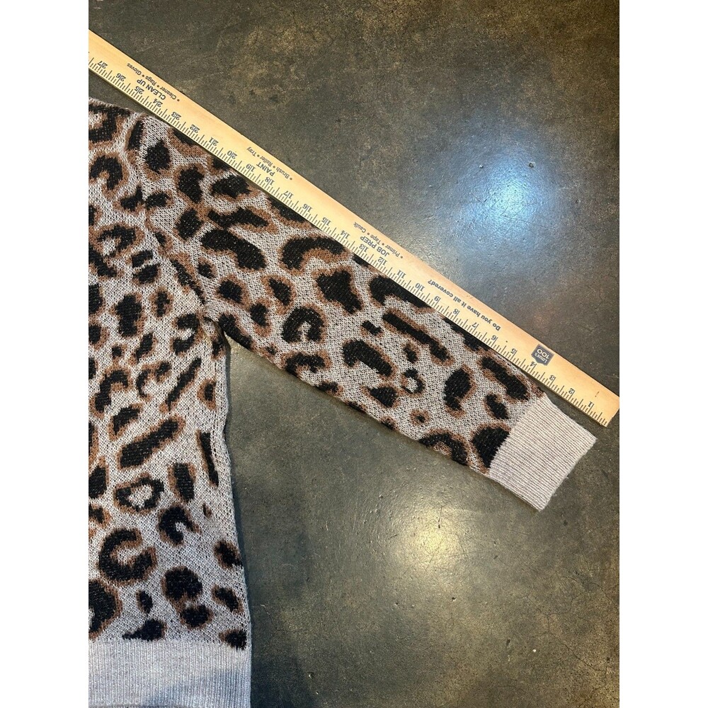 Liverpool Los Angeles Leopard Print Sweater Womens Medium Crewneck Fuzzy Knit - Picture 6 of 8